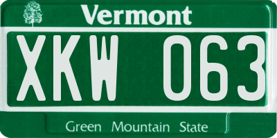 VT license plate XKW063