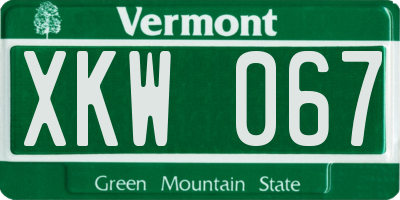 VT license plate XKW067