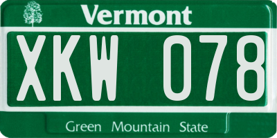 VT license plate XKW078