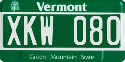 VT license plate XKW080