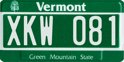 VT license plate XKW081