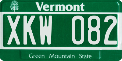 VT license plate XKW082