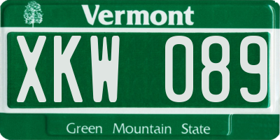VT license plate XKW089