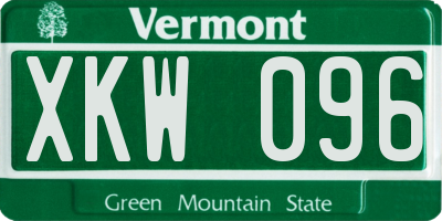 VT license plate XKW096