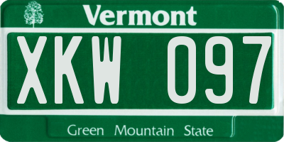 VT license plate XKW097