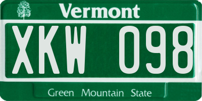 VT license plate XKW098