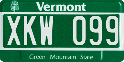VT license plate XKW099