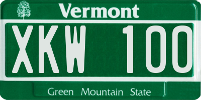 VT license plate XKW100