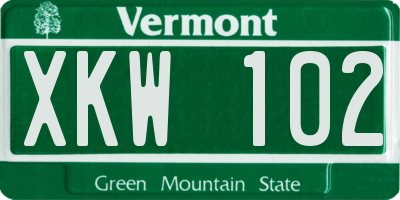 VT license plate XKW102