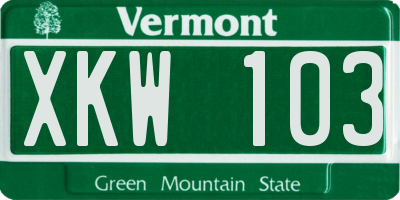 VT license plate XKW103