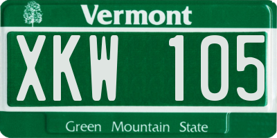 VT license plate XKW105