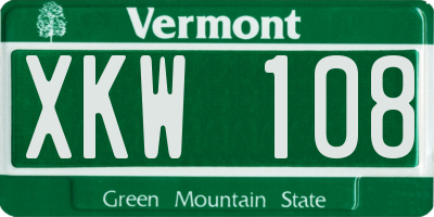 VT license plate XKW108