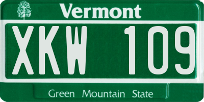 VT license plate XKW109