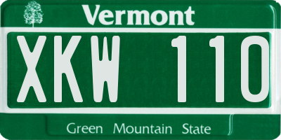 VT license plate XKW110