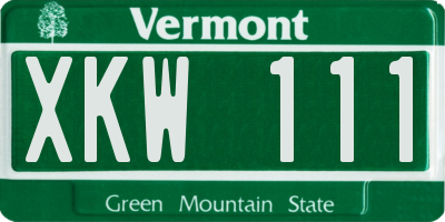 VT license plate XKW111