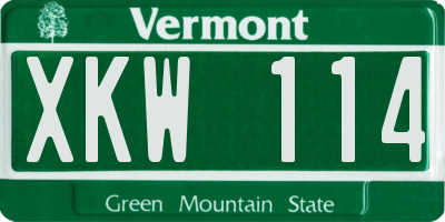 VT license plate XKW114