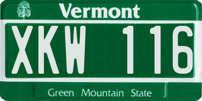VT license plate XKW116