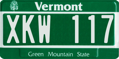 VT license plate XKW117