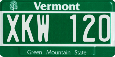 VT license plate XKW120