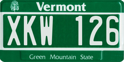VT license plate XKW126
