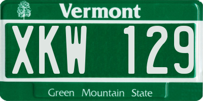 VT license plate XKW129
