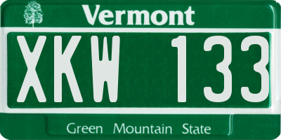 VT license plate XKW133
