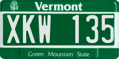 VT license plate XKW135