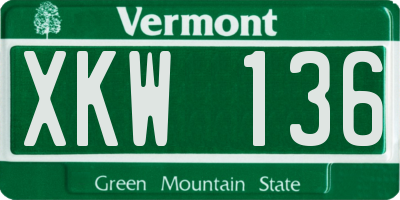 VT license plate XKW136