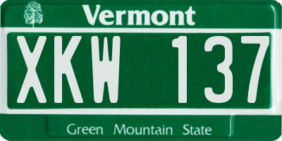 VT license plate XKW137