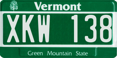 VT license plate XKW138