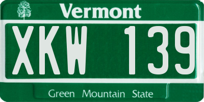 VT license plate XKW139