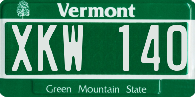 VT license plate XKW140