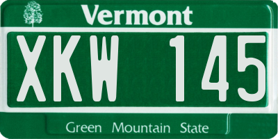 VT license plate XKW145