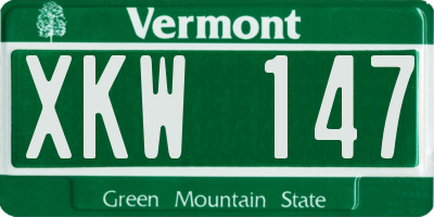 VT license plate XKW147