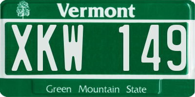 VT license plate XKW149