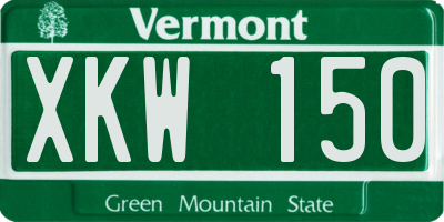 VT license plate XKW150