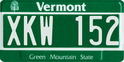 VT license plate XKW152