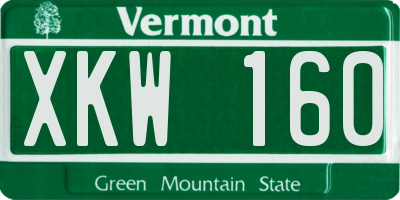 VT license plate XKW160