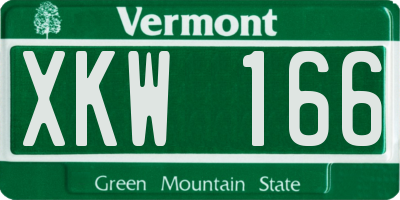 VT license plate XKW166