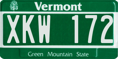 VT license plate XKW172