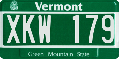 VT license plate XKW179