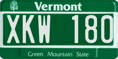 VT license plate XKW180
