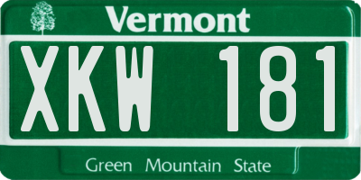 VT license plate XKW181