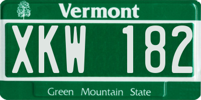 VT license plate XKW182