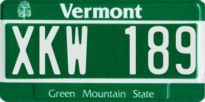 VT license plate XKW189