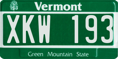 VT license plate XKW193