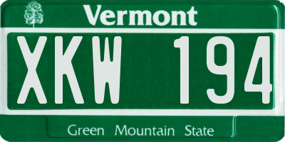 VT license plate XKW194