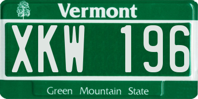 VT license plate XKW196