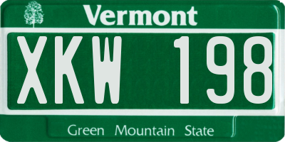 VT license plate XKW198