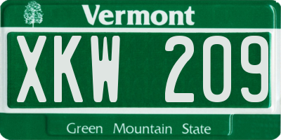 VT license plate XKW209